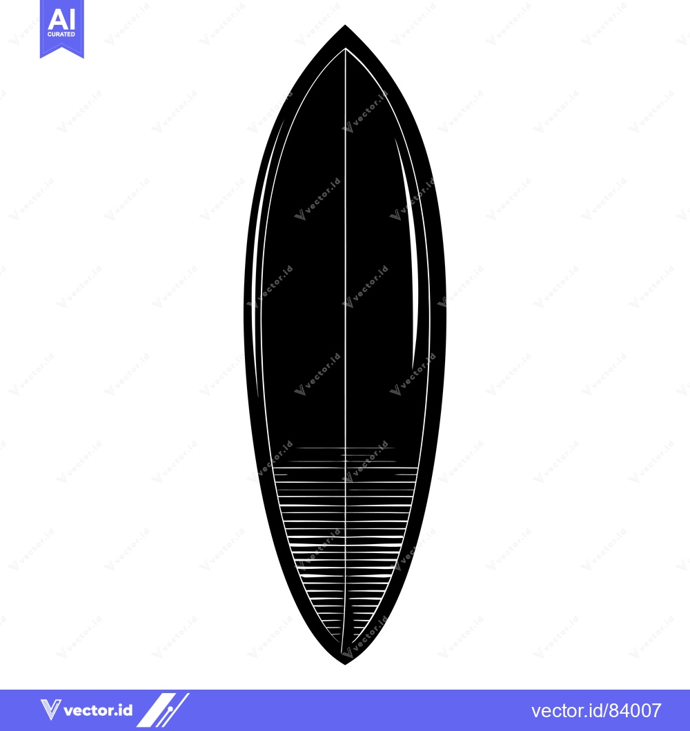 Premium Vector dari A Black and White Silhouette of a Surfboard