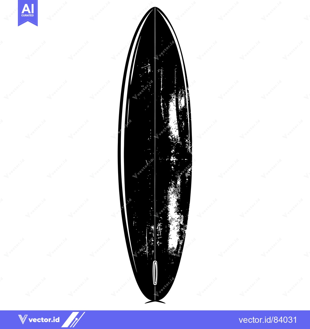 Premium Vector dari Black and White Silhouette of a Worn Surfboard