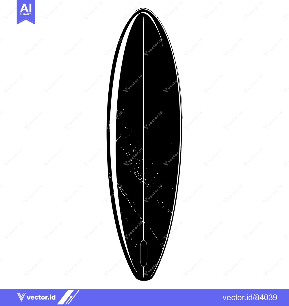 Premium Vector dari Black and White Silhouette of a Surfboard