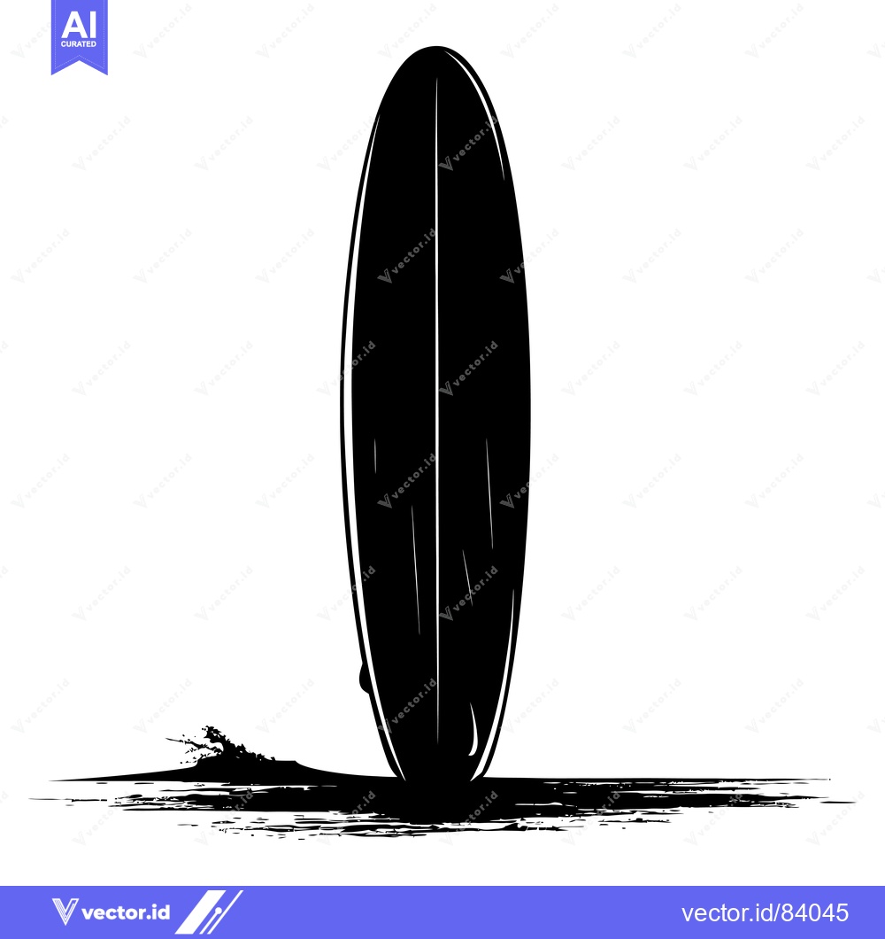 Premium Vector dari Silhouette of a Surfboard in Water with Splash