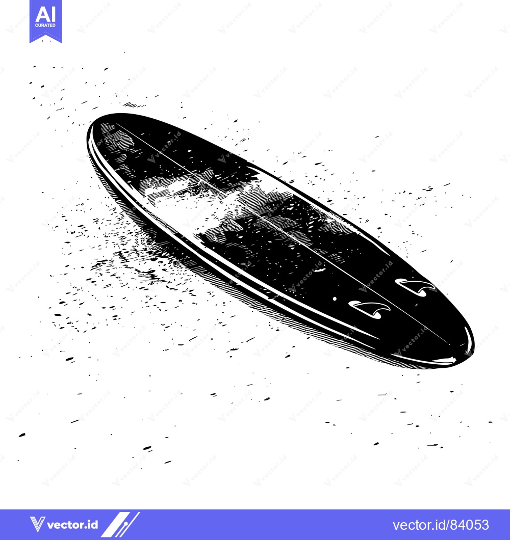 Premium Vector dari A Black and White Illustration of a Surfboard