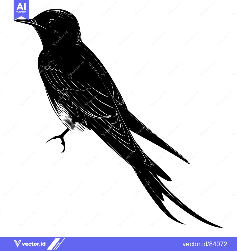 Premium Vector dari Black and white silhouette of a swallow in flight