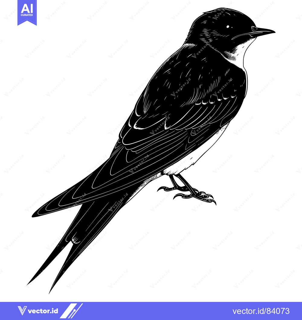 Premium Vector dari Black and White Line Drawing of a Swallow