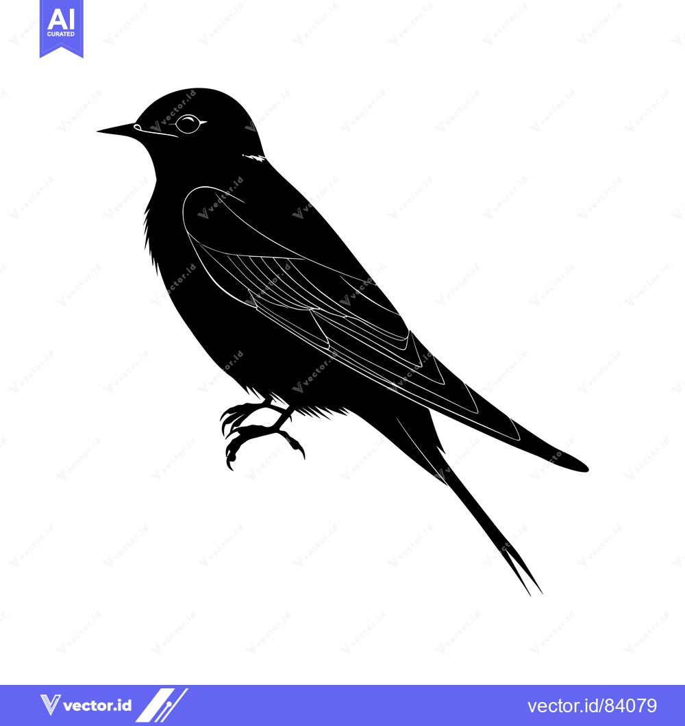Premium Vector of Black and White Silhouette of a Swallow Bird