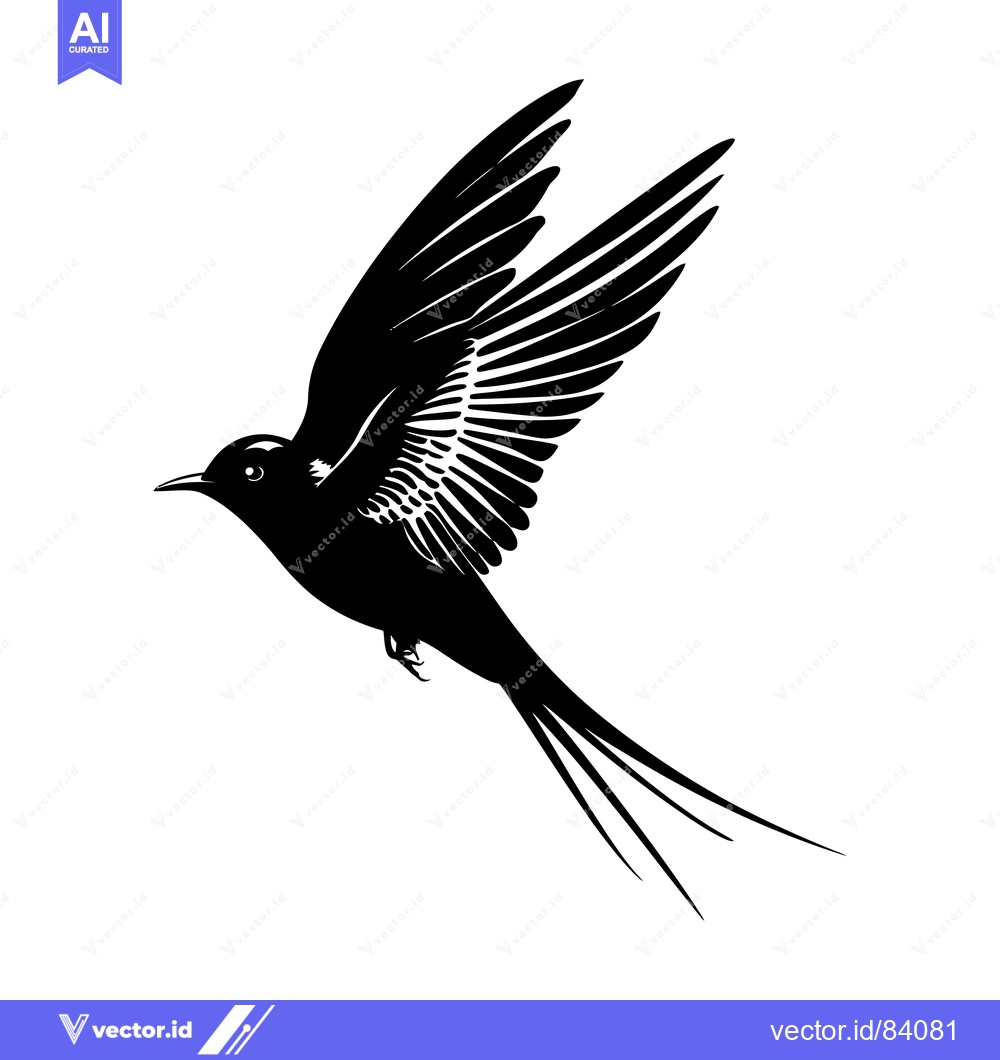Premium Vector dari Black and White Silhouette of a Bird in Flight