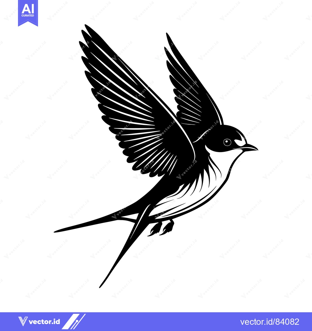 Premium Vector dari Black and White Silhouette of a Swallow in Flight