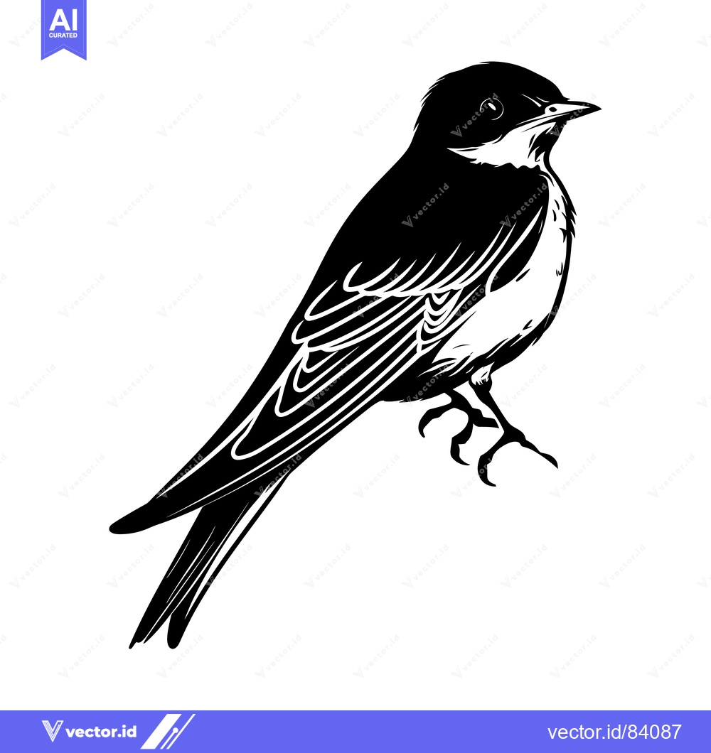 Premium Vector dari Black and White Silhouette of a Bird with Spread Wings