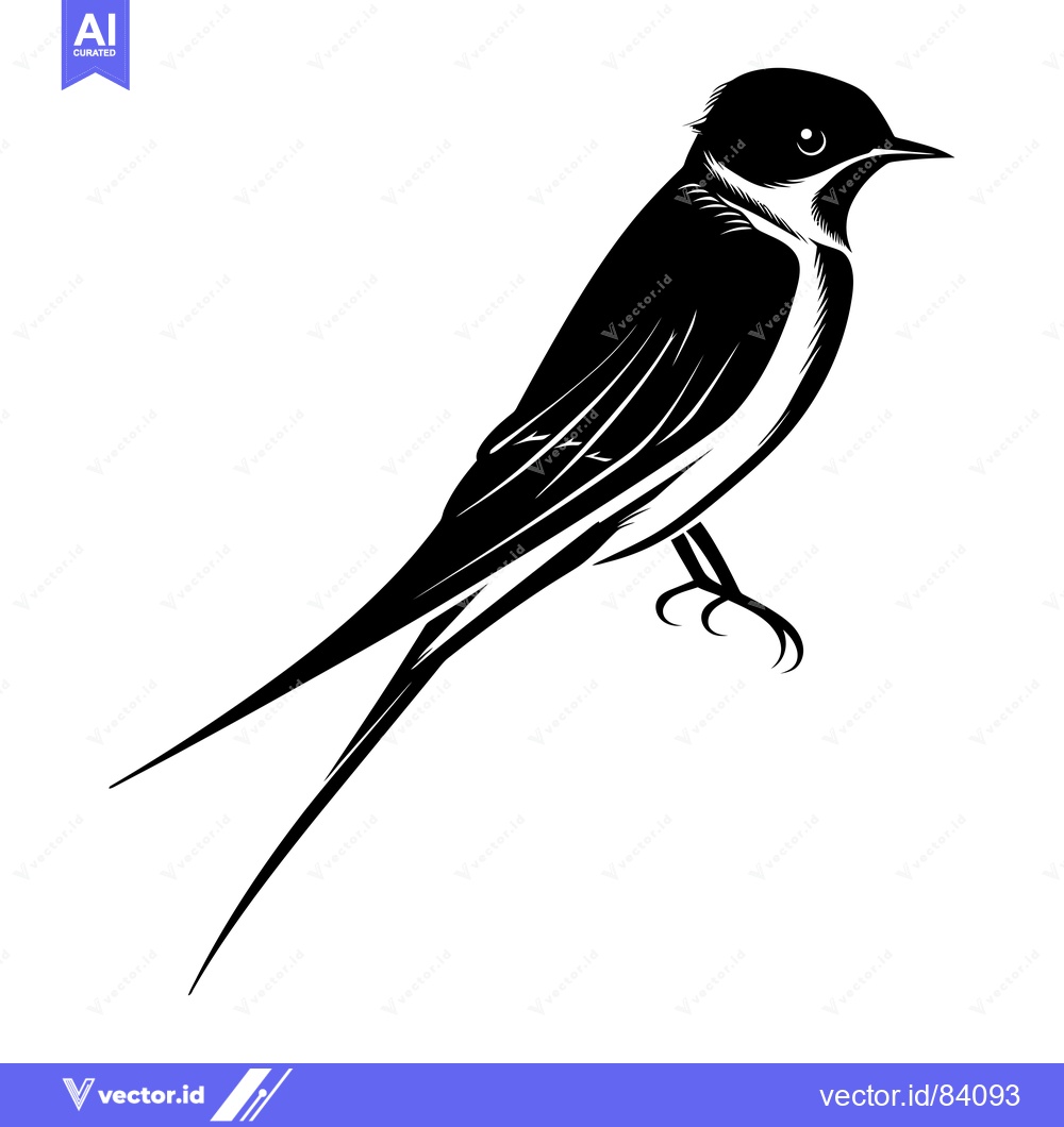 Premium Vector of Black and White Silhouette of a Swallow Bird in Flight