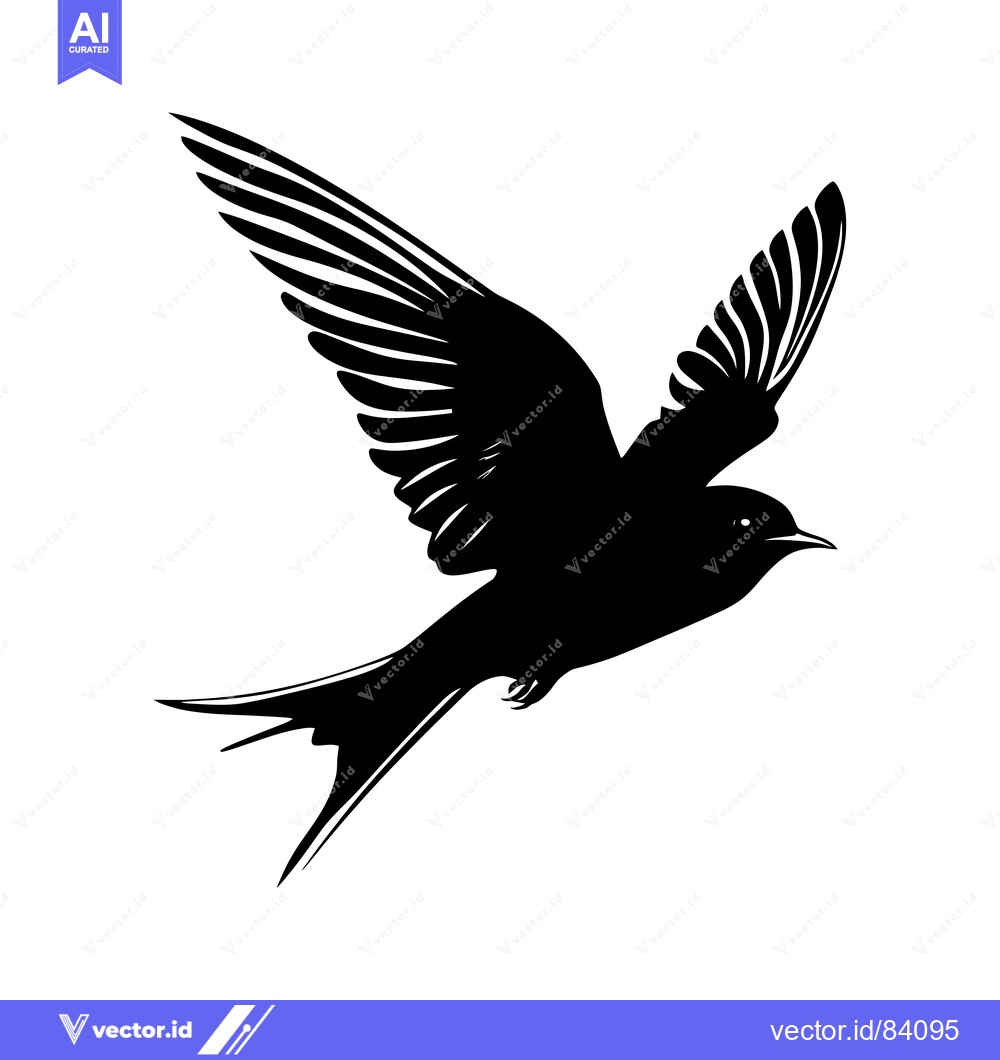 Premium Vector dari Black and White Silhouette of a Bird in Flight
