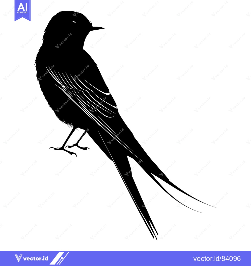 Premium Vector dari Black and White Silhouette of a Swallow Bird in Flight