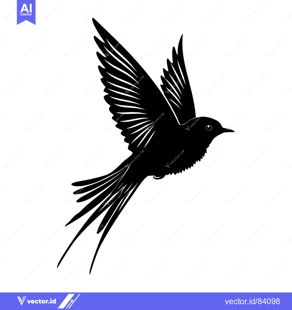 Premium Vector dari Black Silhouette of a Bird in Flight