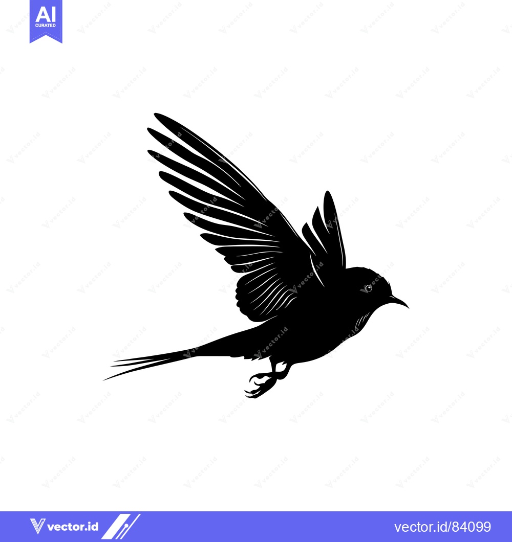 Premium Vector dari Black Silhouette of a Bird in Flight