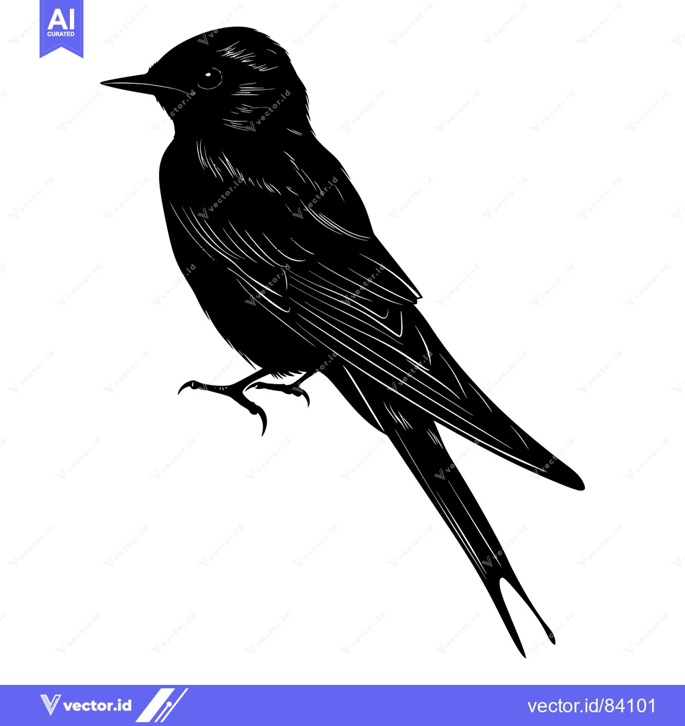 Premium Vector dari Black and White Silhouette of a Bird with Spread Wings
