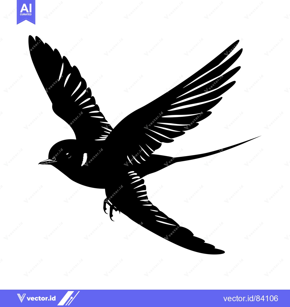 Premium Vector dari Black and White Silhouette of a Swallow in Flight