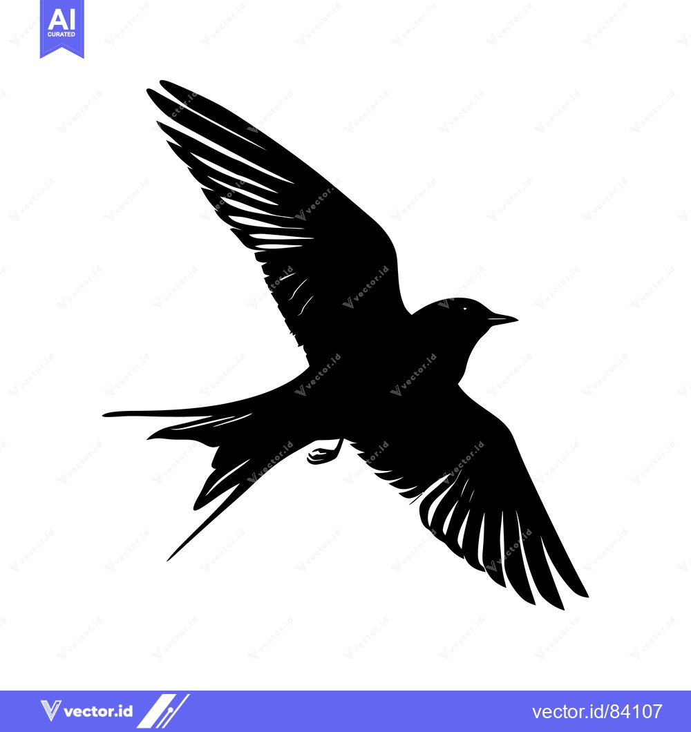 Premium Vector of Silhouette of a Bird in Flight with Spread Wings