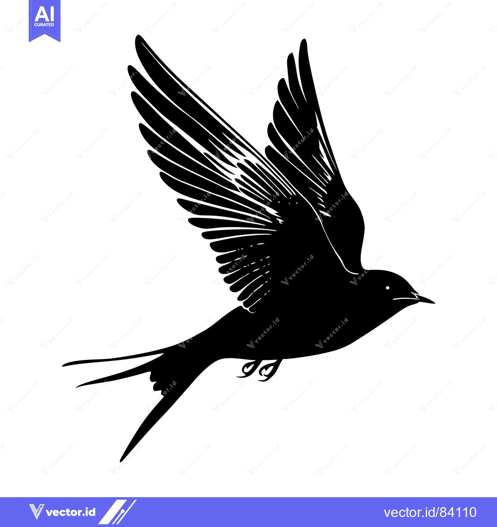 Premium Vector dari Black Silhouette of a Bird in Flight