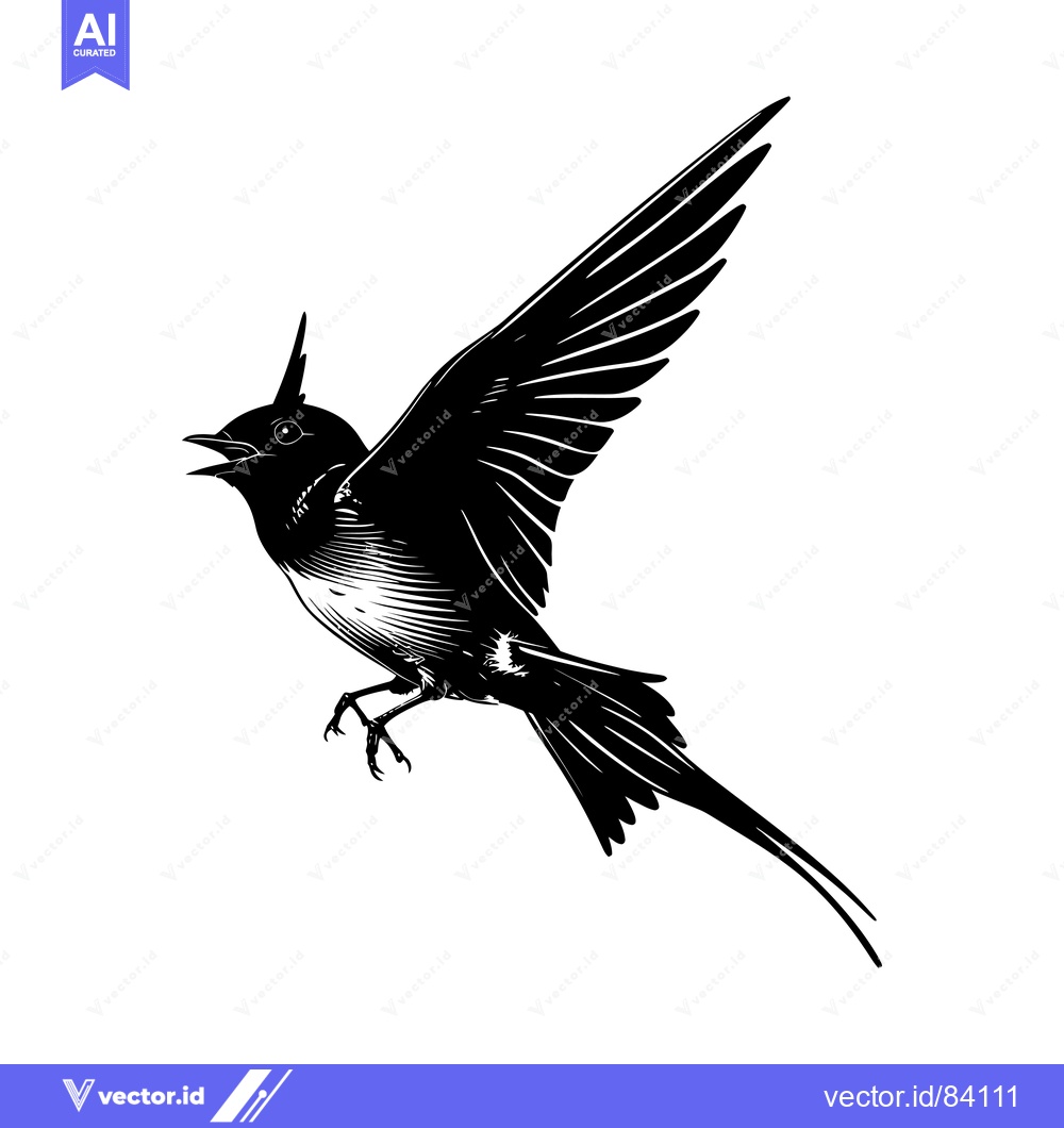 Premium Vector dari Black and White Illustration of a Swallow in Flight