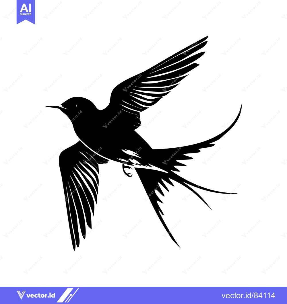 Premium Vector dari Black and White Silhouette of a Swallow in Flight