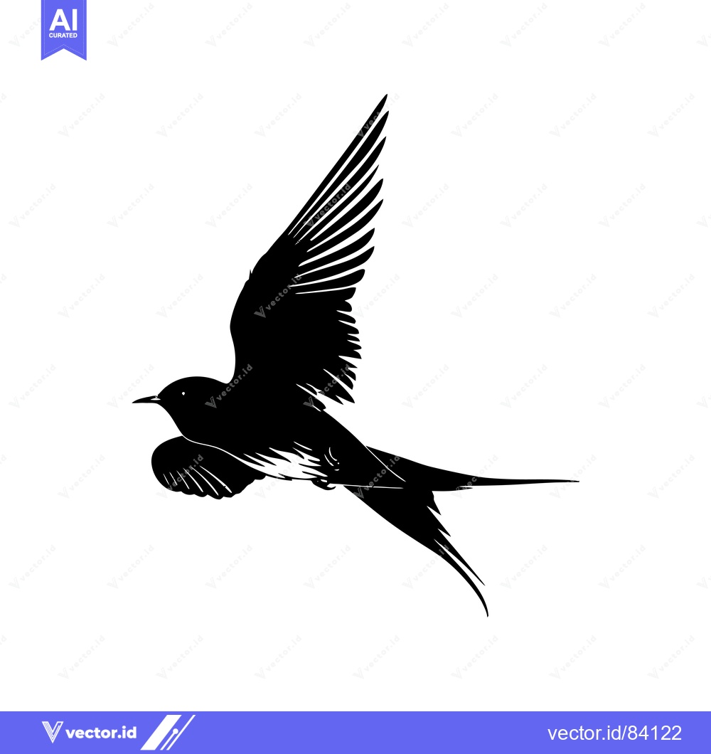 Premium Vector dari Black and white silhouette of a bird in flight