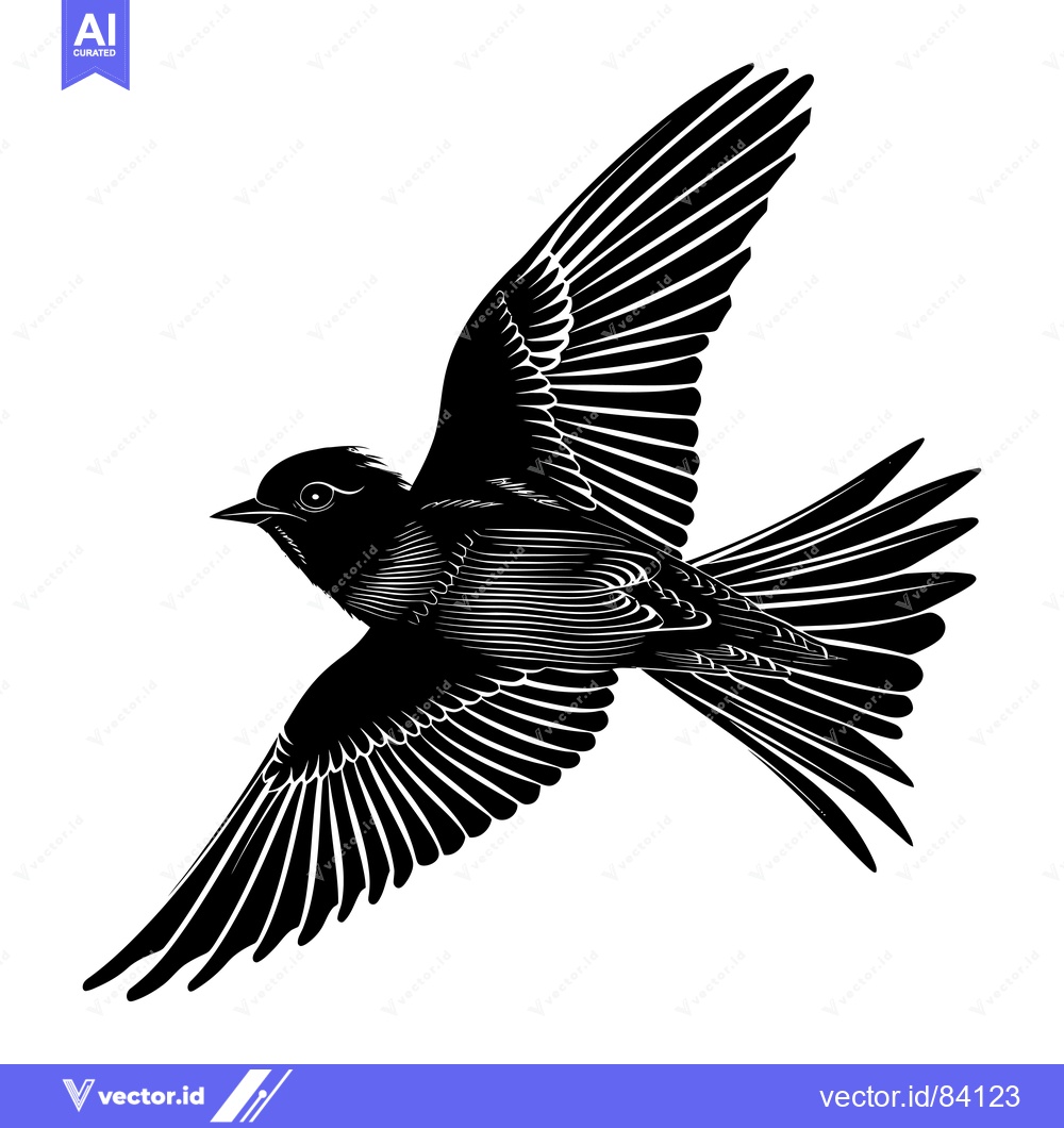 Premium Vector dari Black and White Silhouette of a Bird in Flight