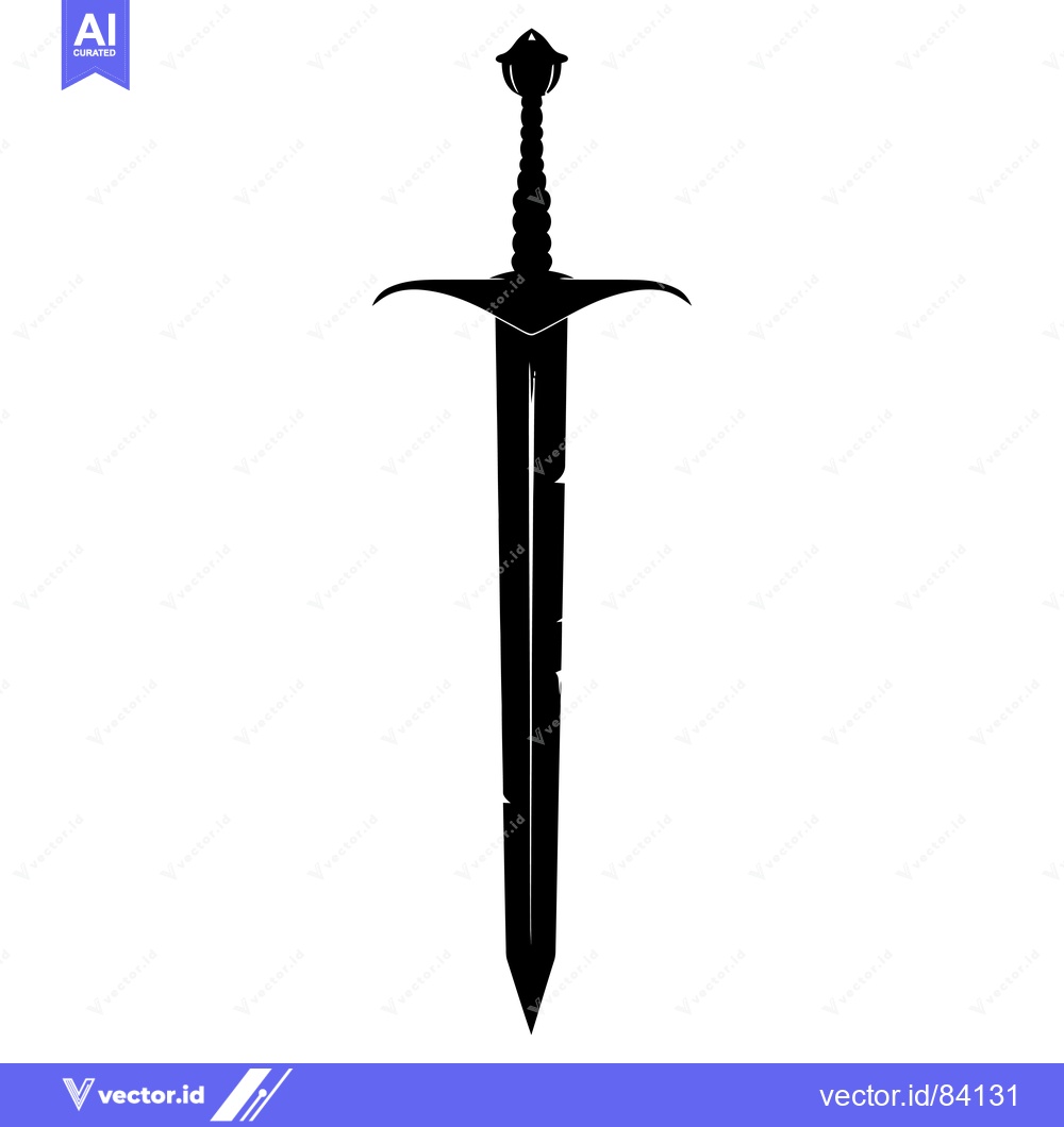 Premium Vector of Black and White Silhouette of a Medieval Sword