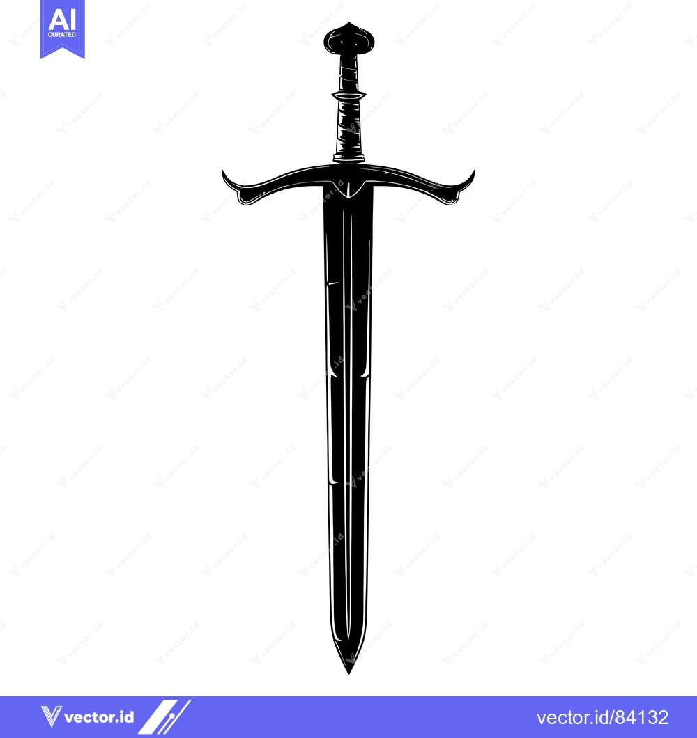 Premium Vector dari A Black and White Illustration of a Single Sword