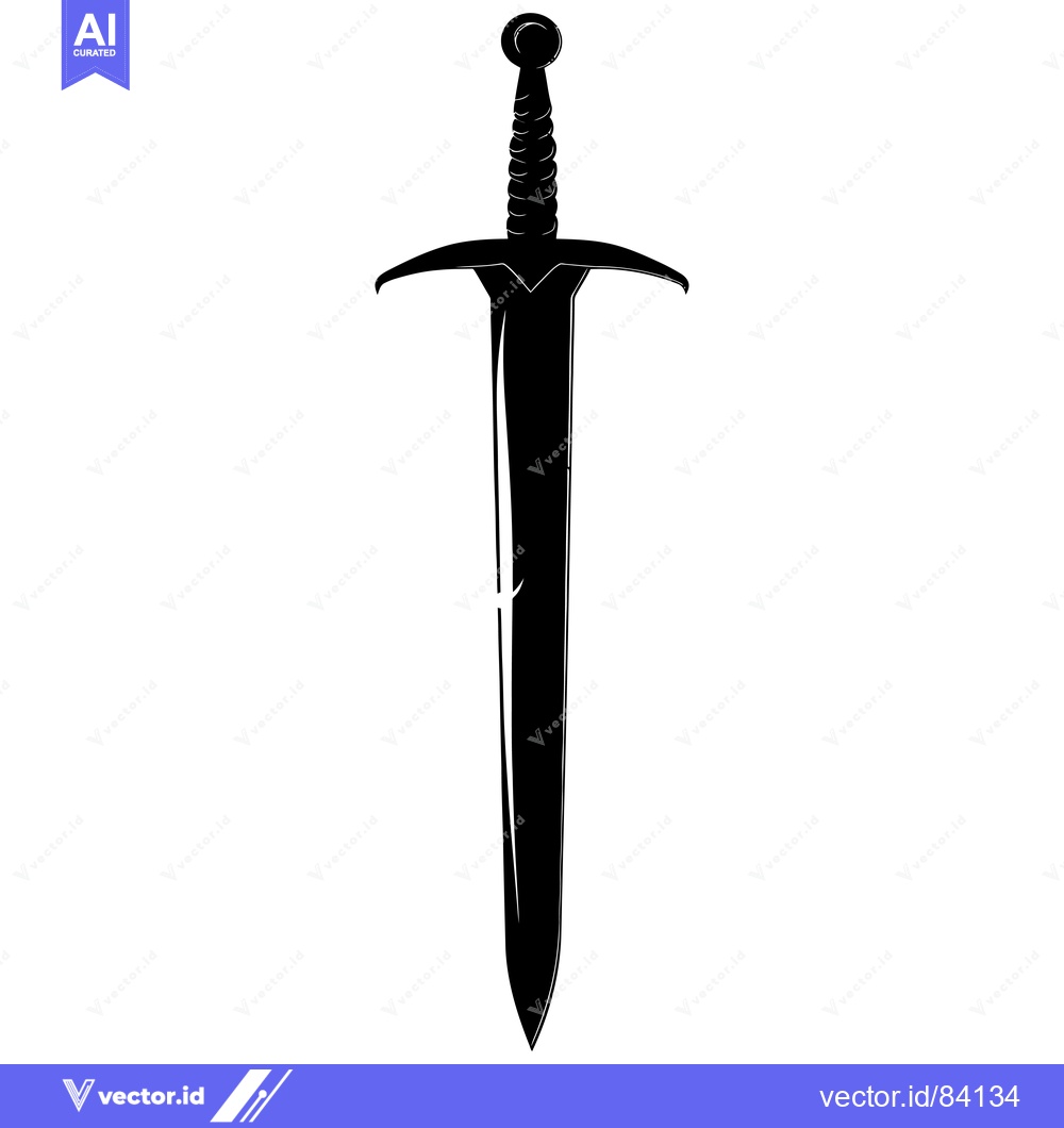 Premium Vector dari A Black Silhouette of a Medieval Sword