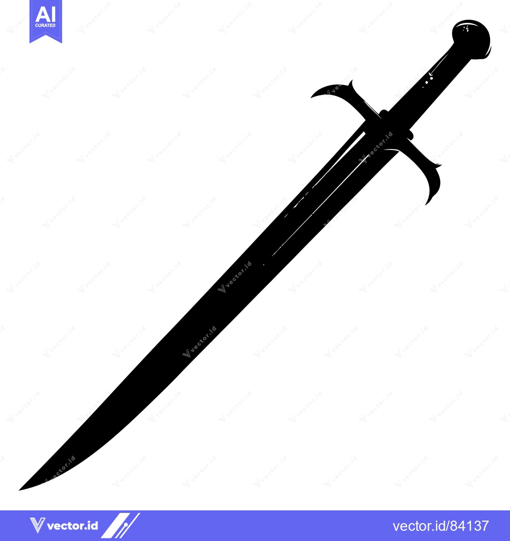 Premium Vector dari Black and White Silhouette of a Sword