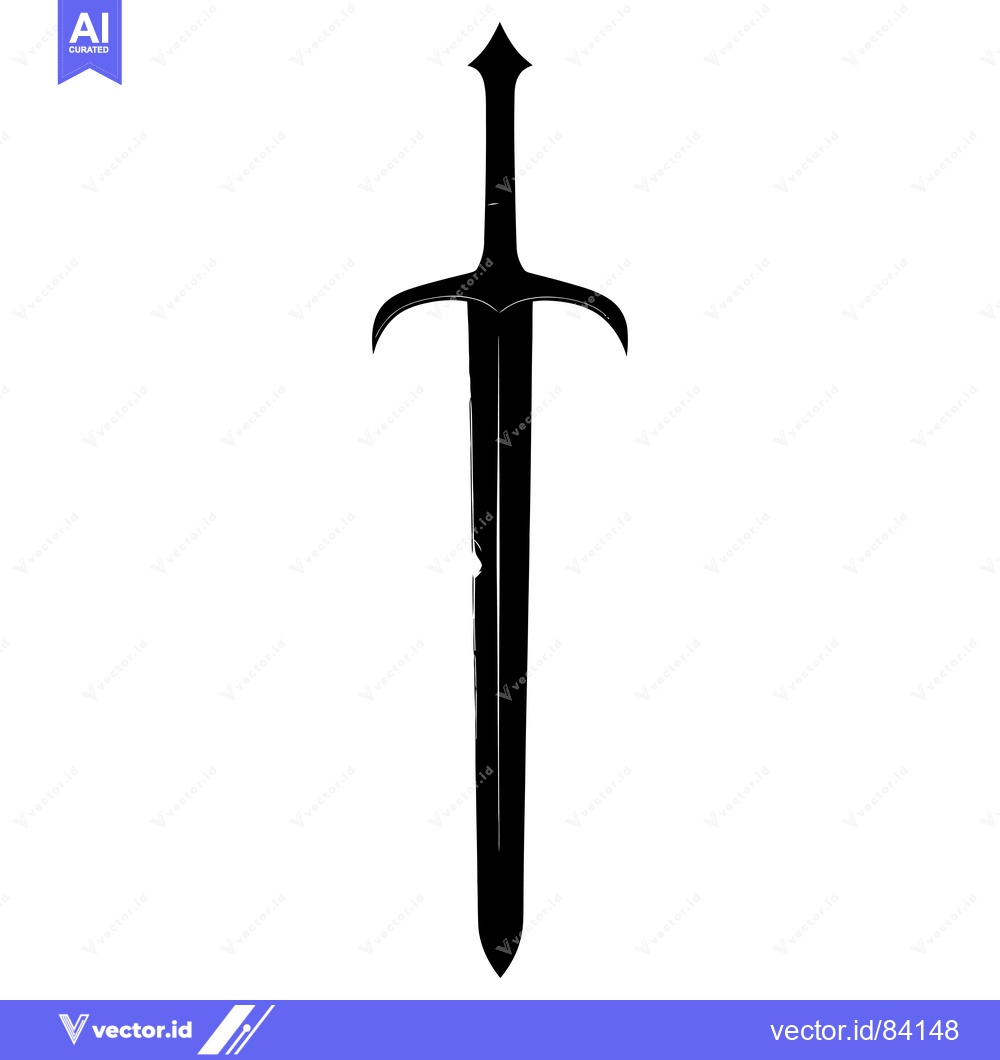 Premium Vector dari A Black and White Silhouette of a Single-Edged Sword