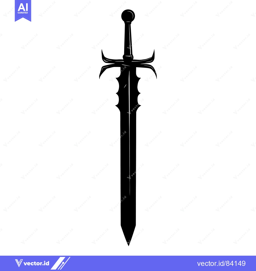 Premium Vector dari A Black and White Illustration of a Sword with a Spiked Edge