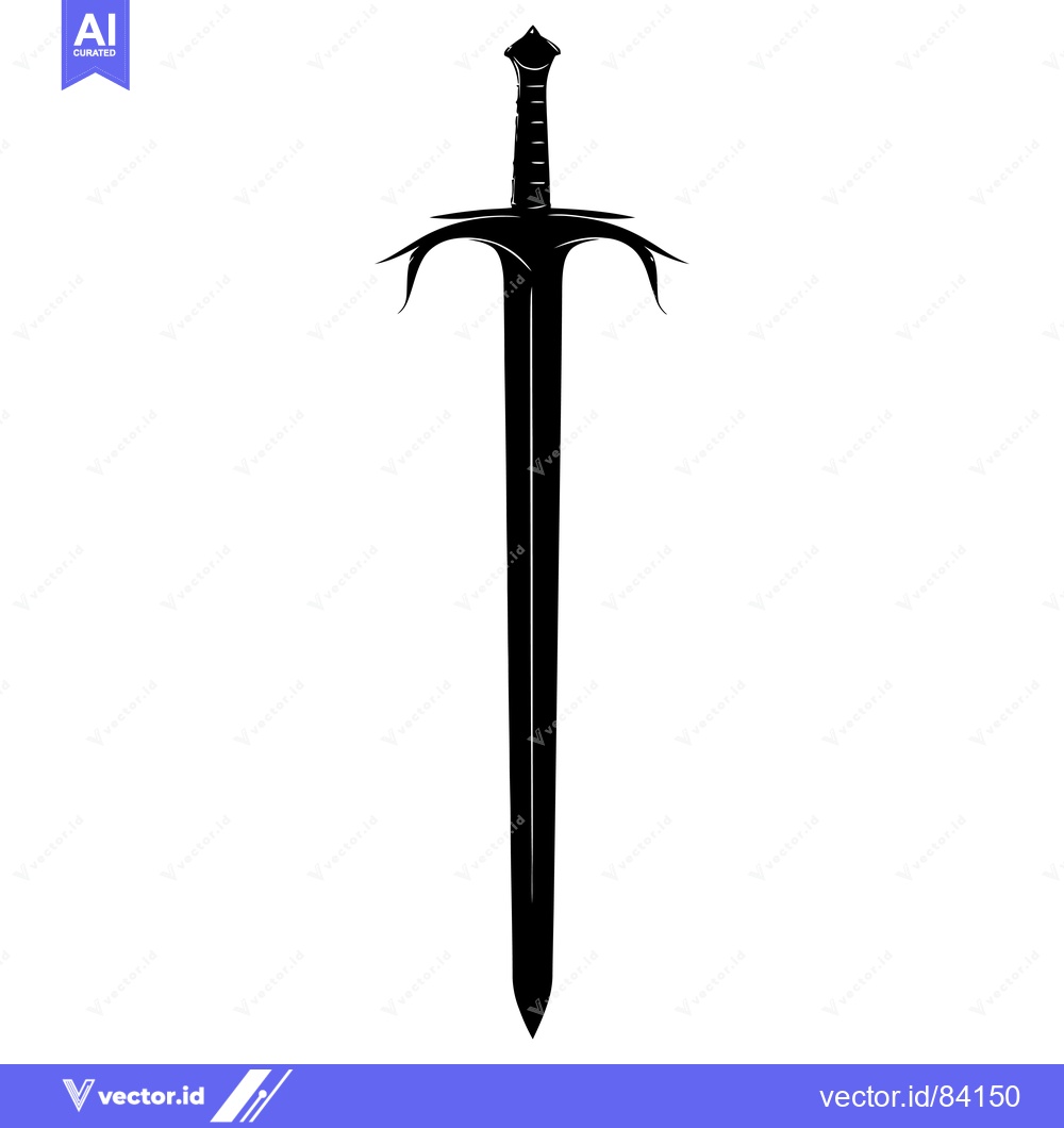 Premium Vector of Black and White Silhouette of a Sword