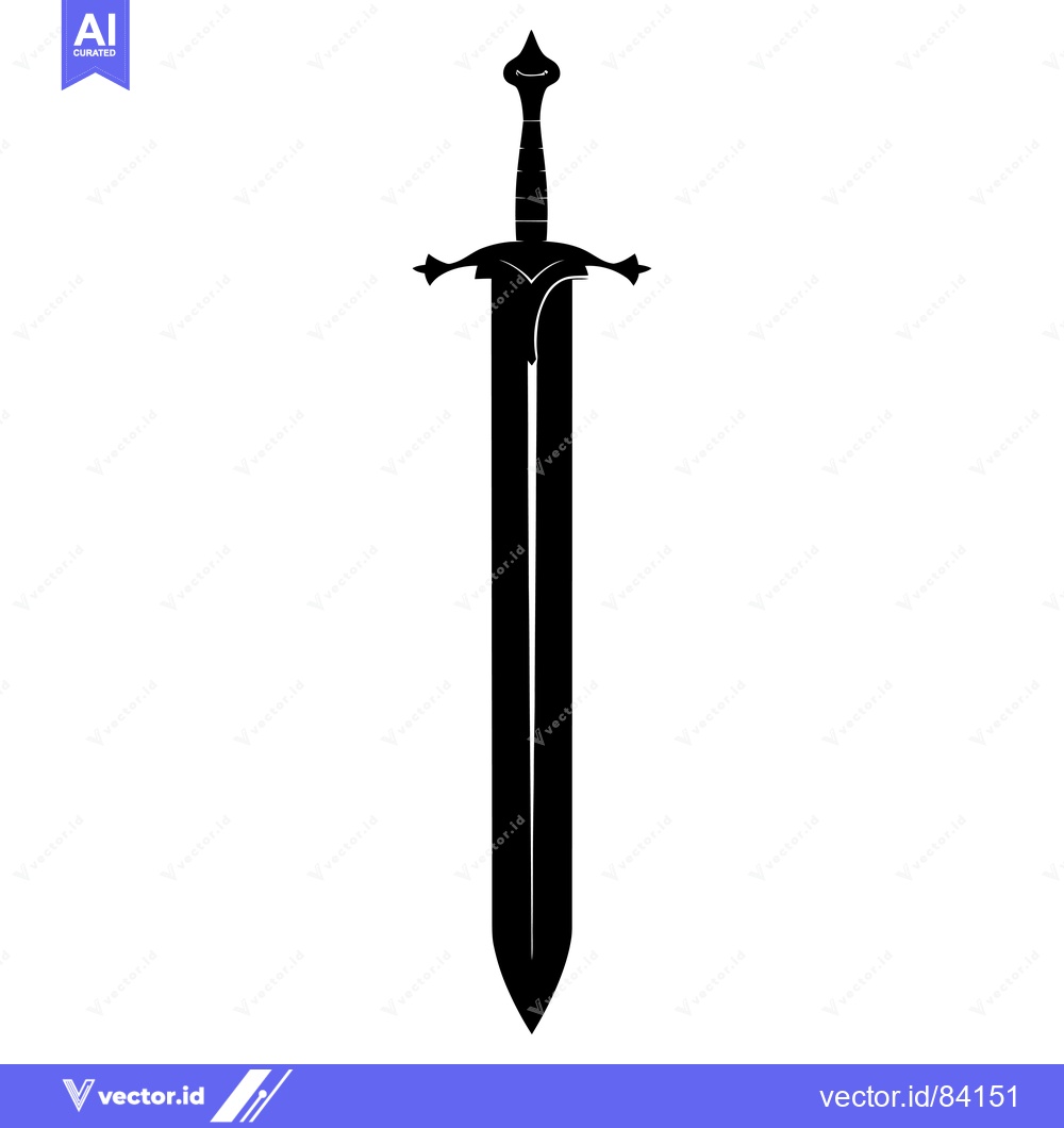 Premium Vector of Black and white silhouette of a medieval sword