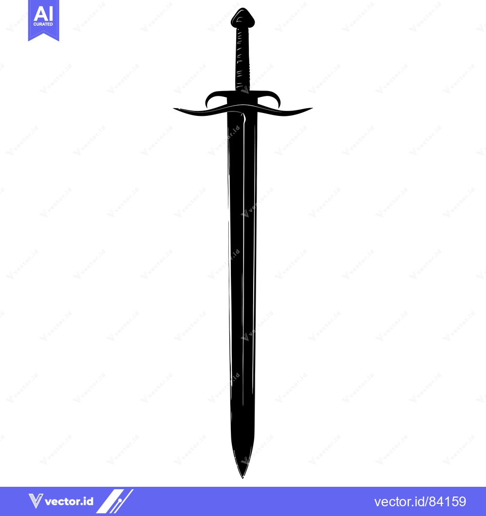 Premium Vector of A Black and White Silhouette of a Sword