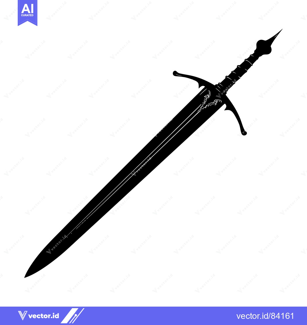 Premium Vector dari Black and White Silhouette of a Medieval Sword