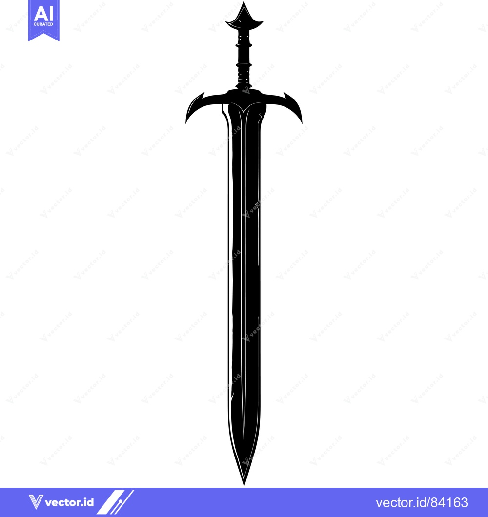 Premium Vector dari Black and White Silhouette of a Medieval Sword
