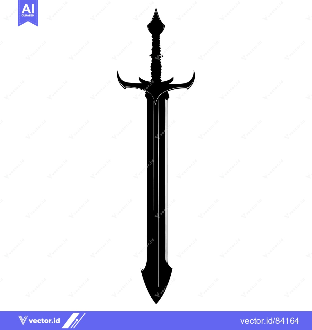 Premium Vector dari Black and White Silhouette of a Medieval Sword