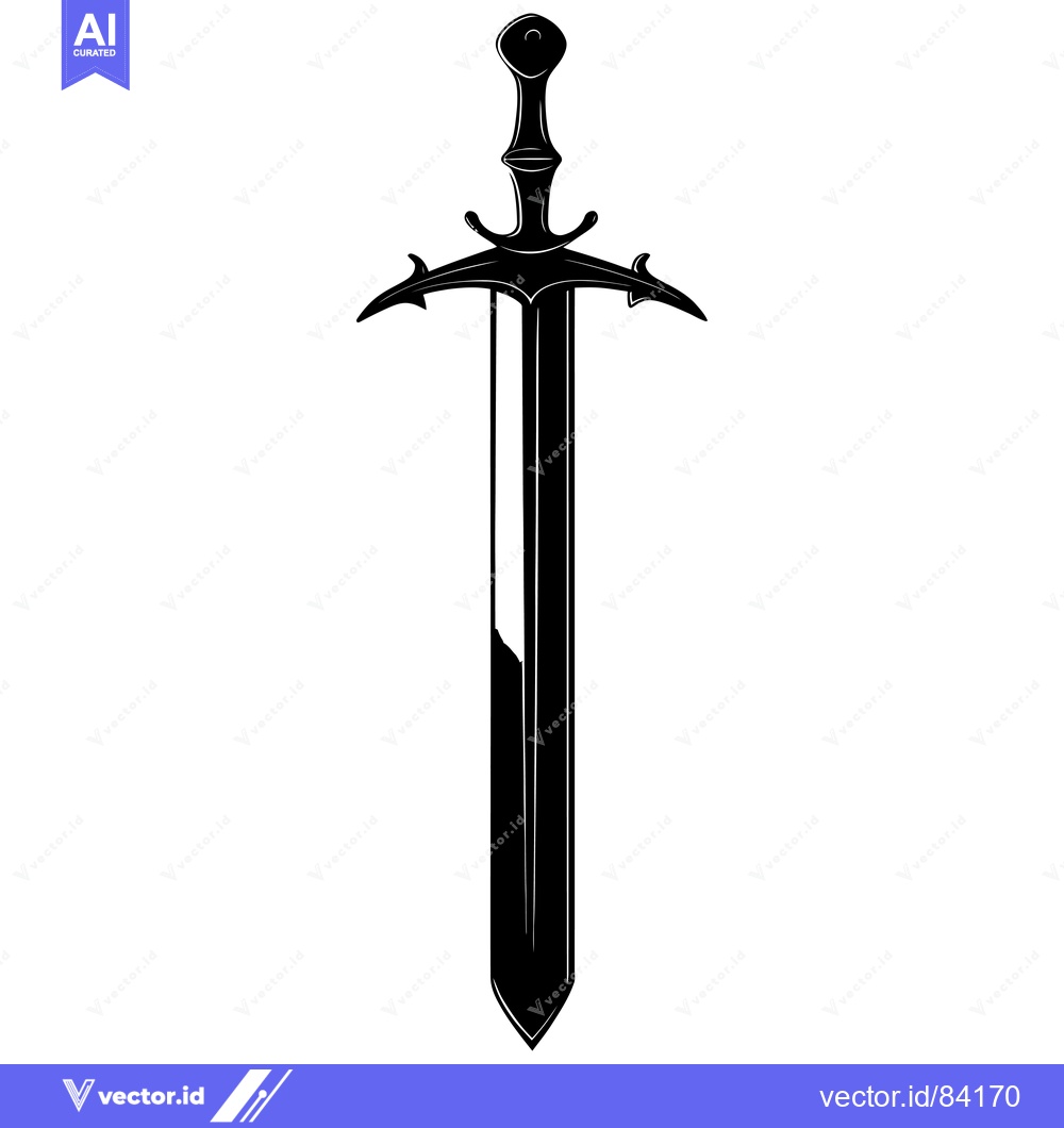 Premium Vector of Black and White Silhouette of a Medieval Sword