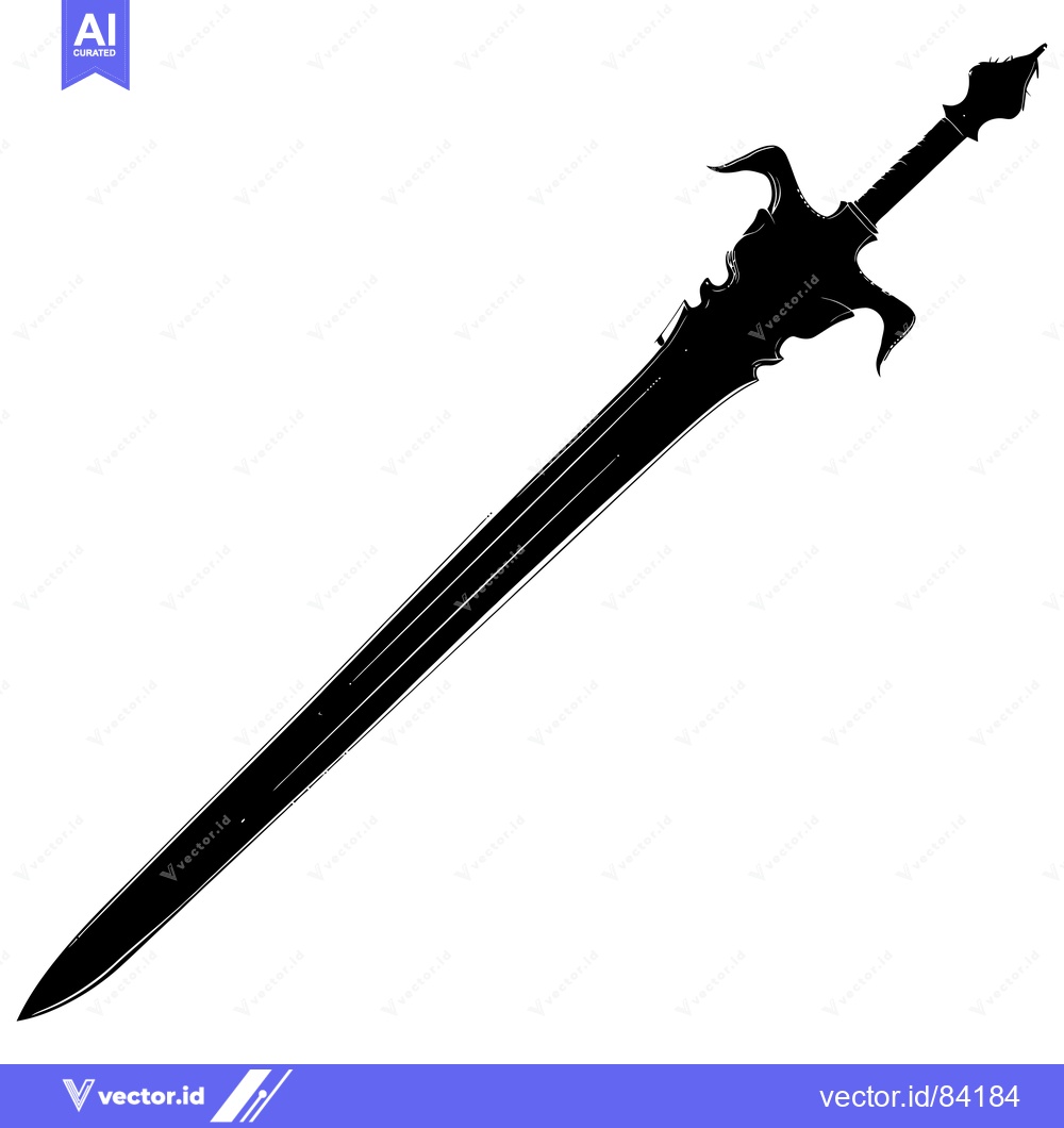 Premium Vector dari Black and White Silhouette of a Medieval Fantasy Sword