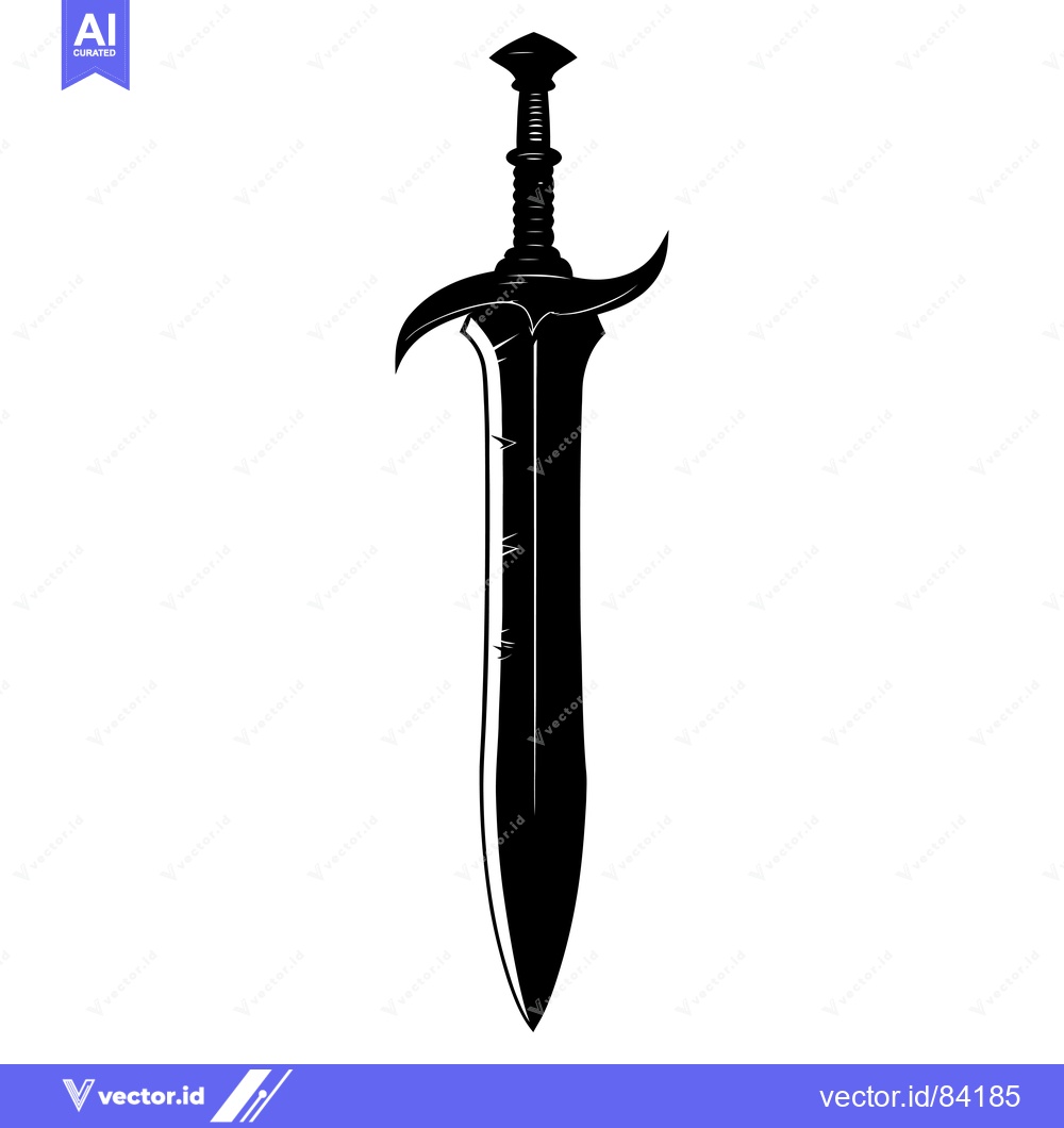 Premium Vector of Black and White Silhouette of a Medieval Sword