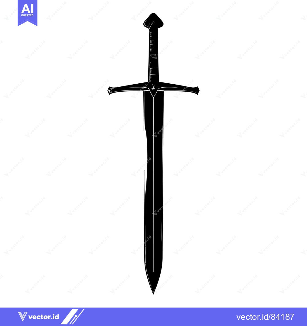 Premium Vector dari Black and White Silhouette of a Medieval Sword