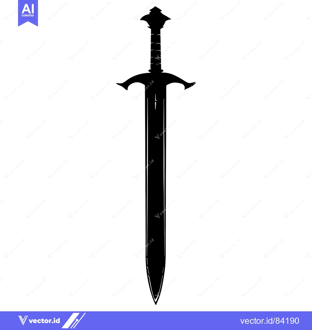 Premium Vector of Black and White Silhouette of a Medieval Sword