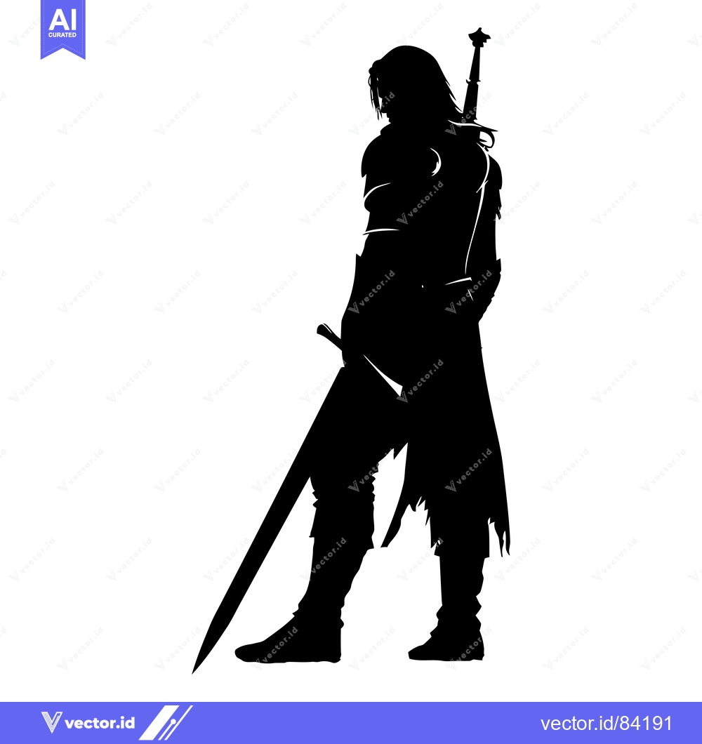 Premium Vector dari Silhouette of a warrior holding a sword