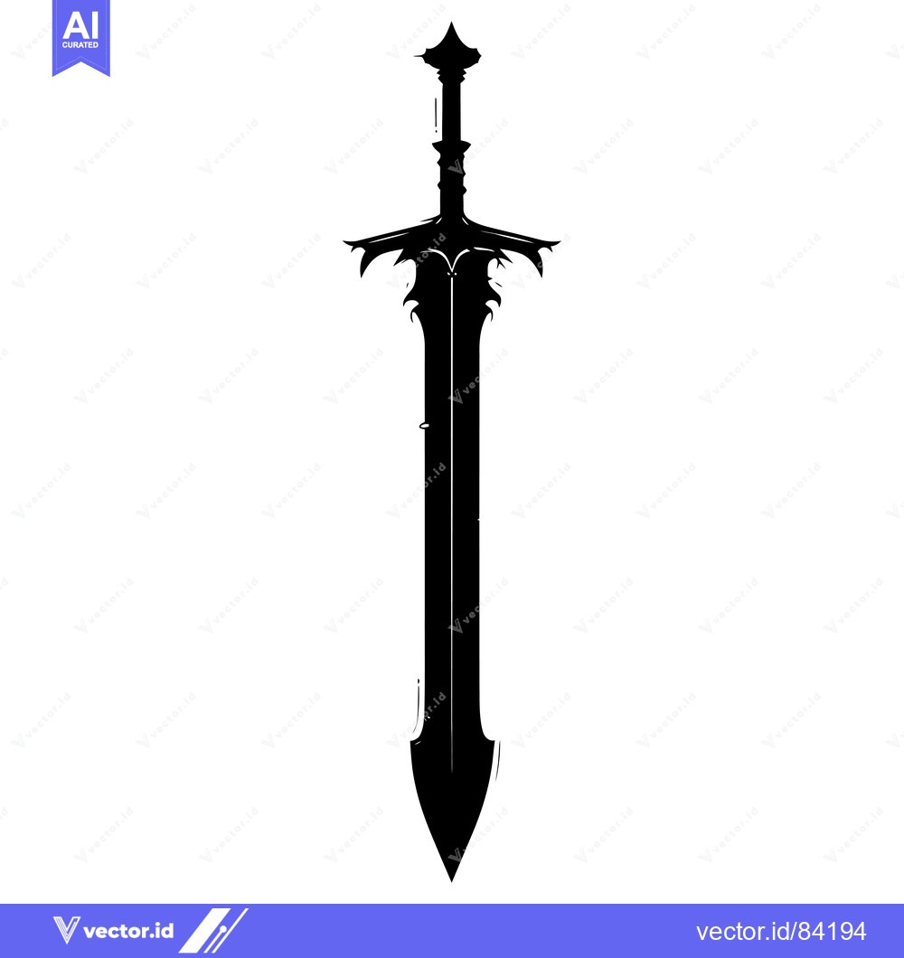 Premium Vector of Black and White Silhouette of a Fantasy Sword
