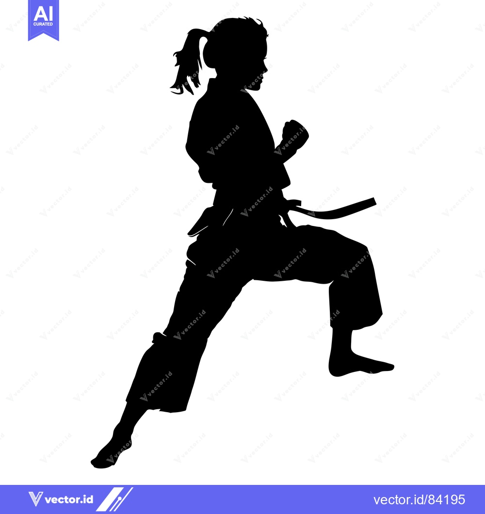 Premium Vector dari Silhouette of a female martial artist in a fighting stance