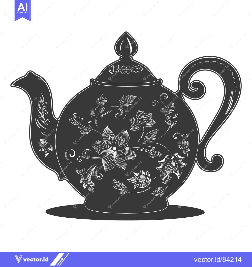 Premium Vector dari Ornate Floral Teapot Silhouette