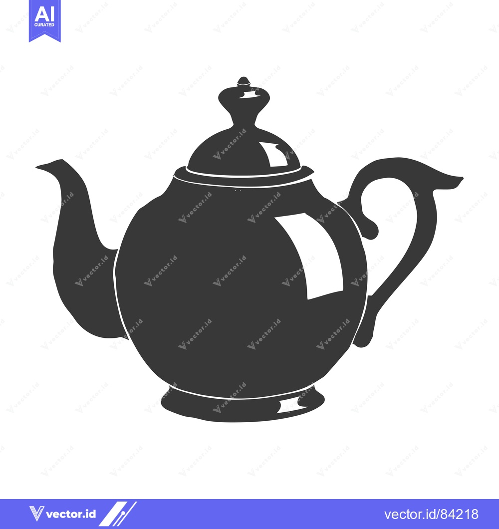 Premium Vector of Silhouette of a Classic Teapot with a Lid