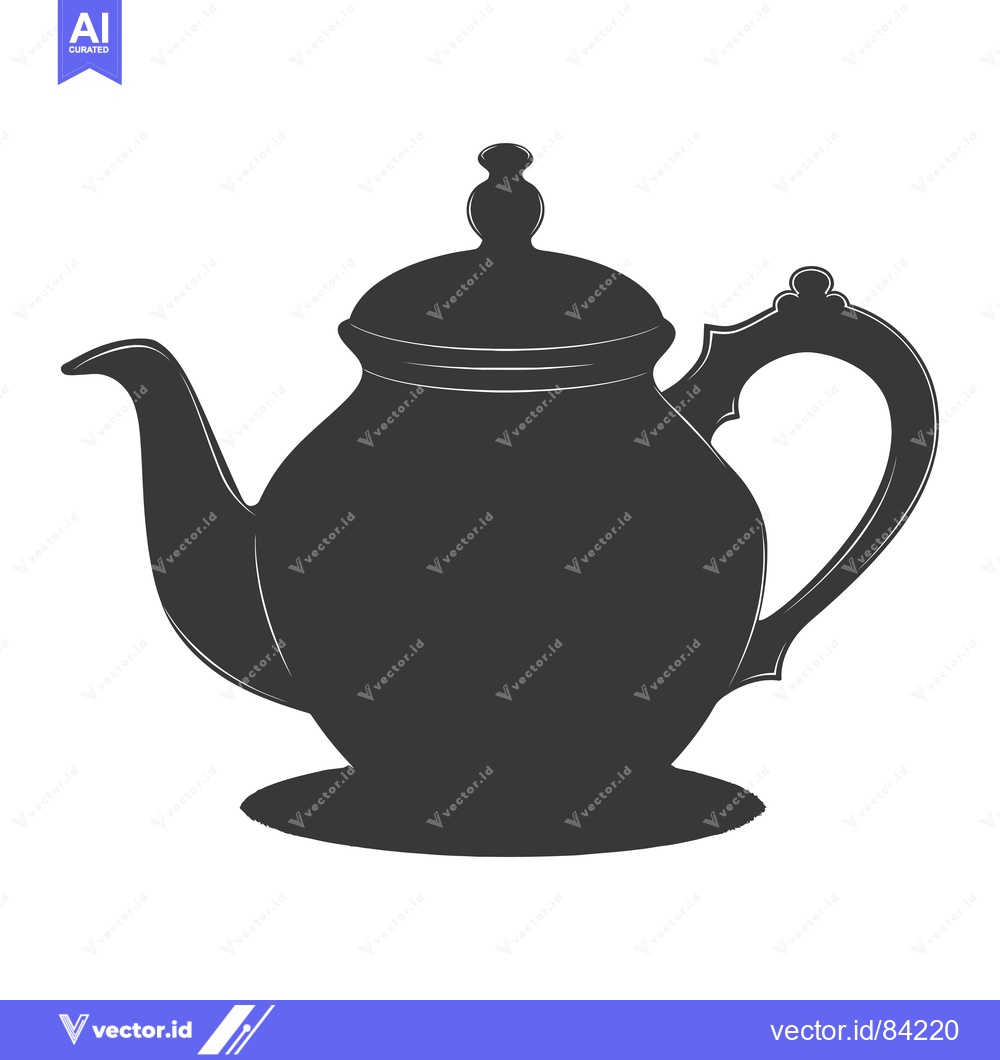 Premium Vector dari Silhouette of a Traditional Teapot with a Lid and a Handle