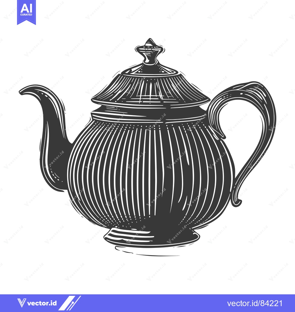 Premium Vector of Hand-Drawn Black and White Illustration of a Teapot