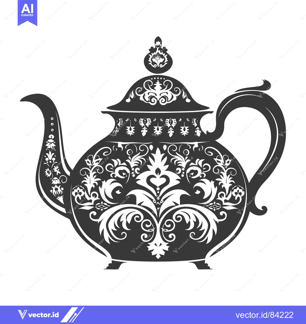 Premium Vector dari Ornate Teapot with Floral Pattern