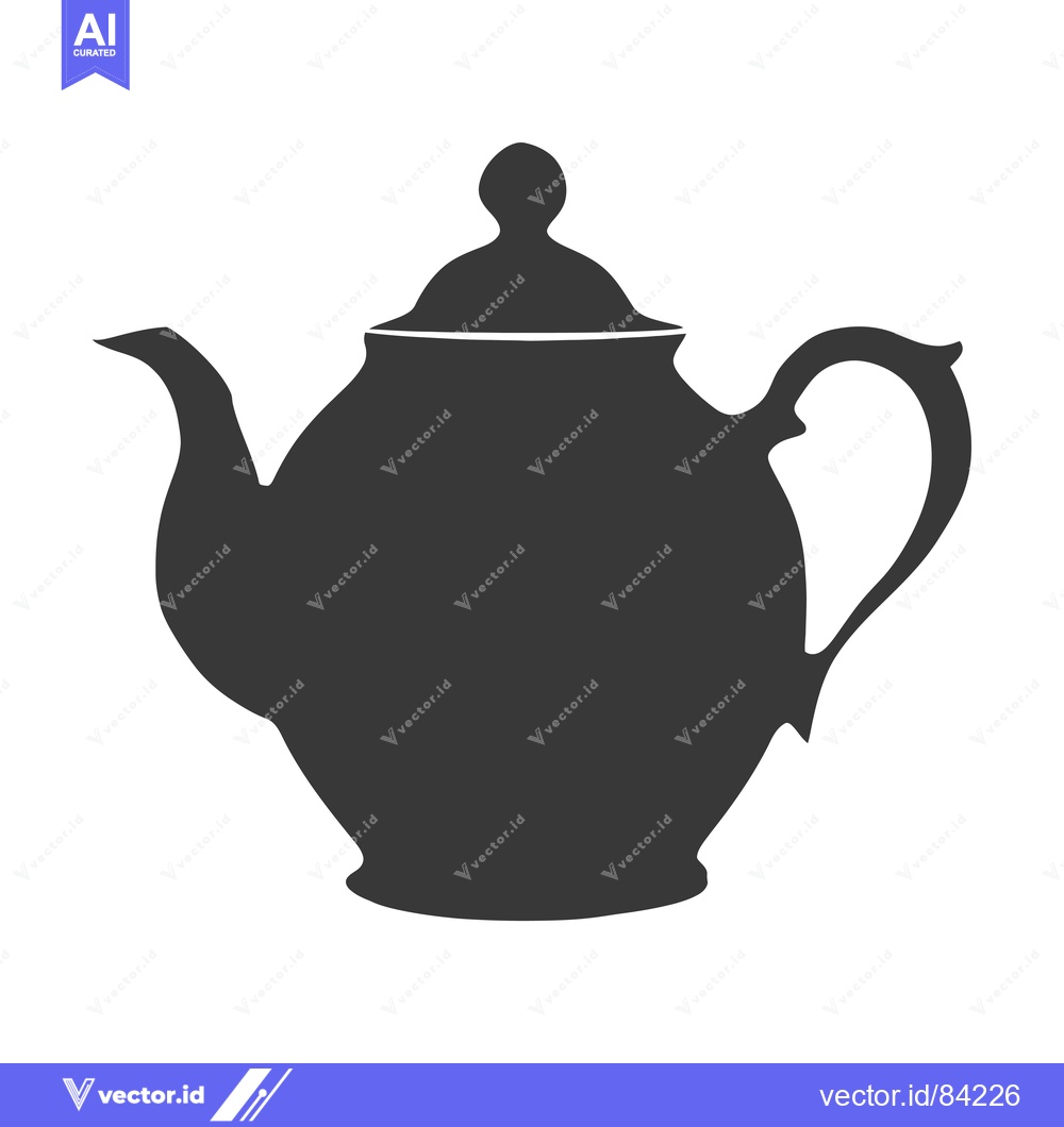 Premium Vector of Black and White Silhouette of a Classic Teapot